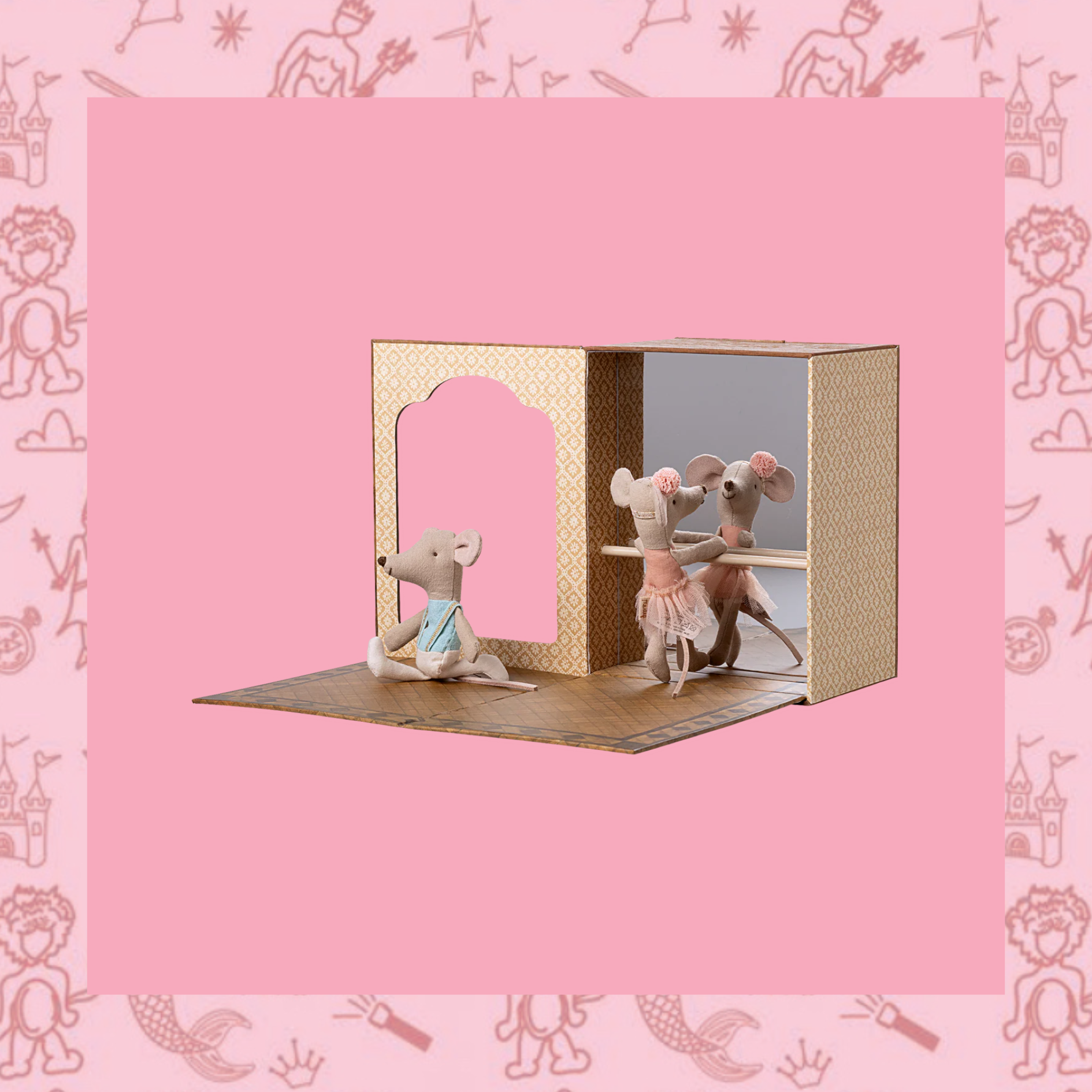 Ballet Mice in Dance Studio- Little sister and brother