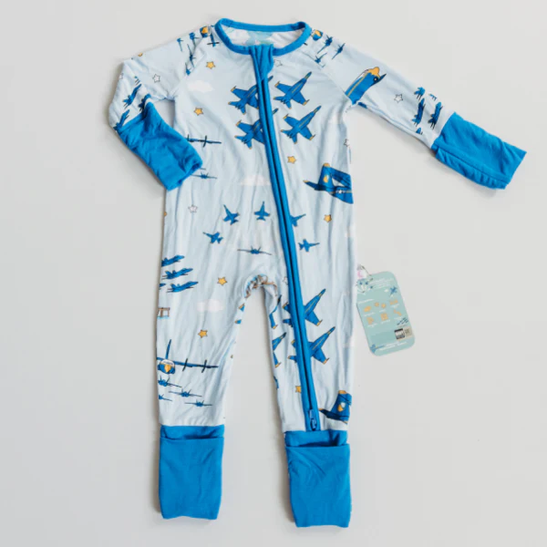 Blue Angels Formation Jamboos PJ Onesie: Newborn
