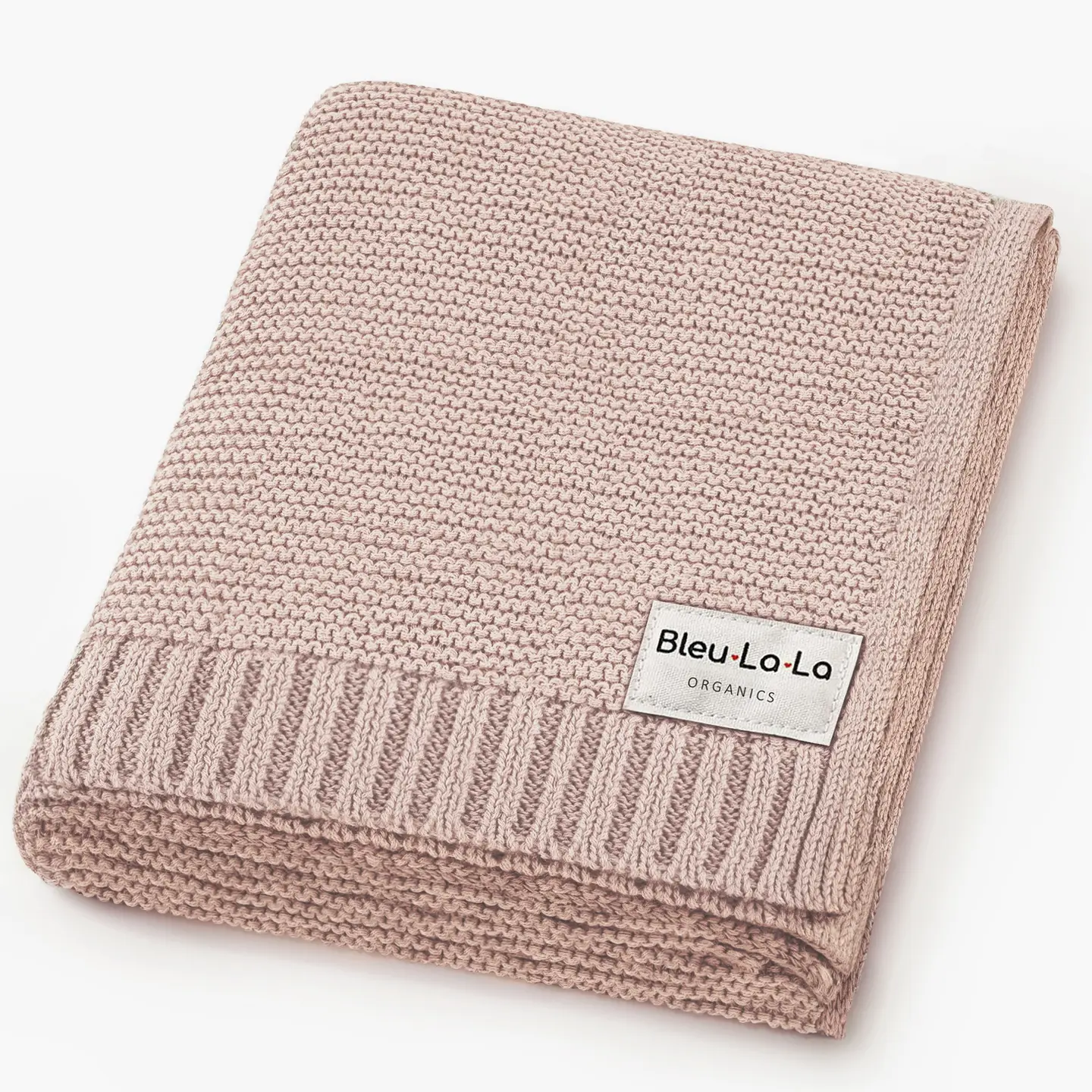 Heritage Knit 100% Organic Cotton Swaddle Baby Blanket: Blush Pink