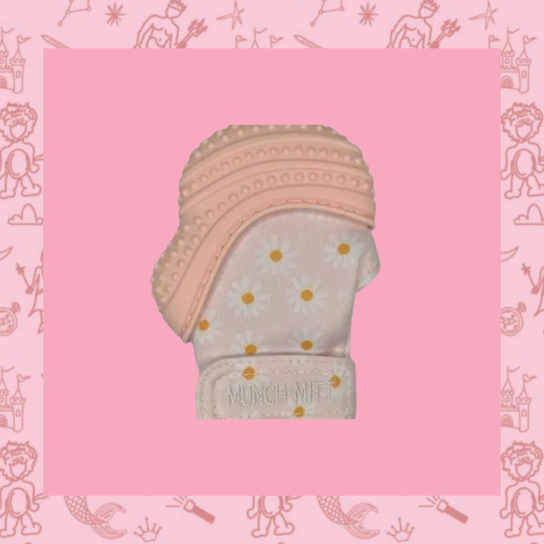 Baby Munch Mitt - Pink Daisies