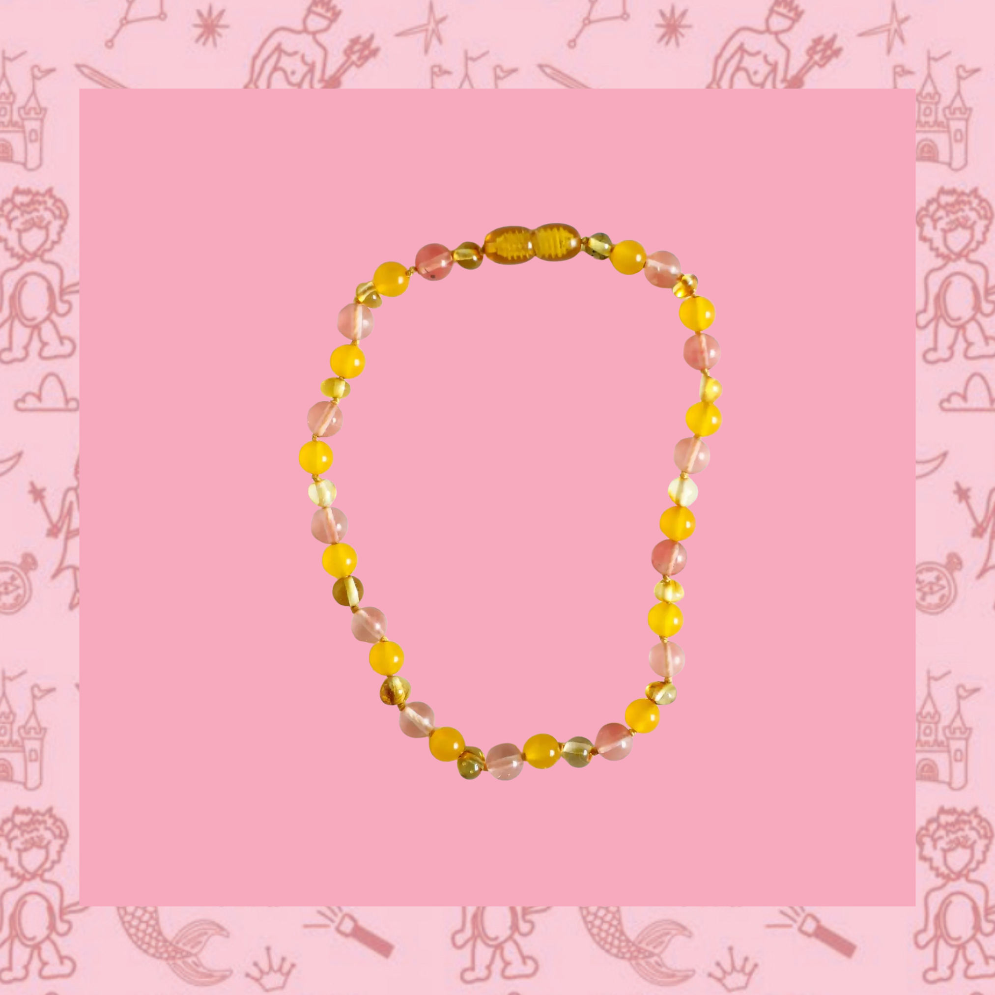 Canyon Leaf 11" Polished Honey Baltic Amber + Honeysuckle Gemstone Necklace